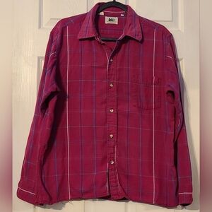 Men's Reid Pink Plaid Shirt Cotton Size L
